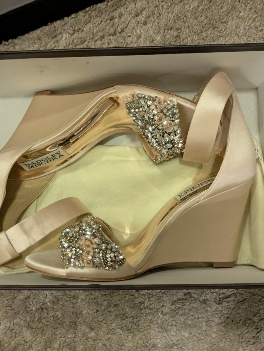 NEW Badgley Mischka Lauren ankle strap wedge 7 - Picture 2 of 9